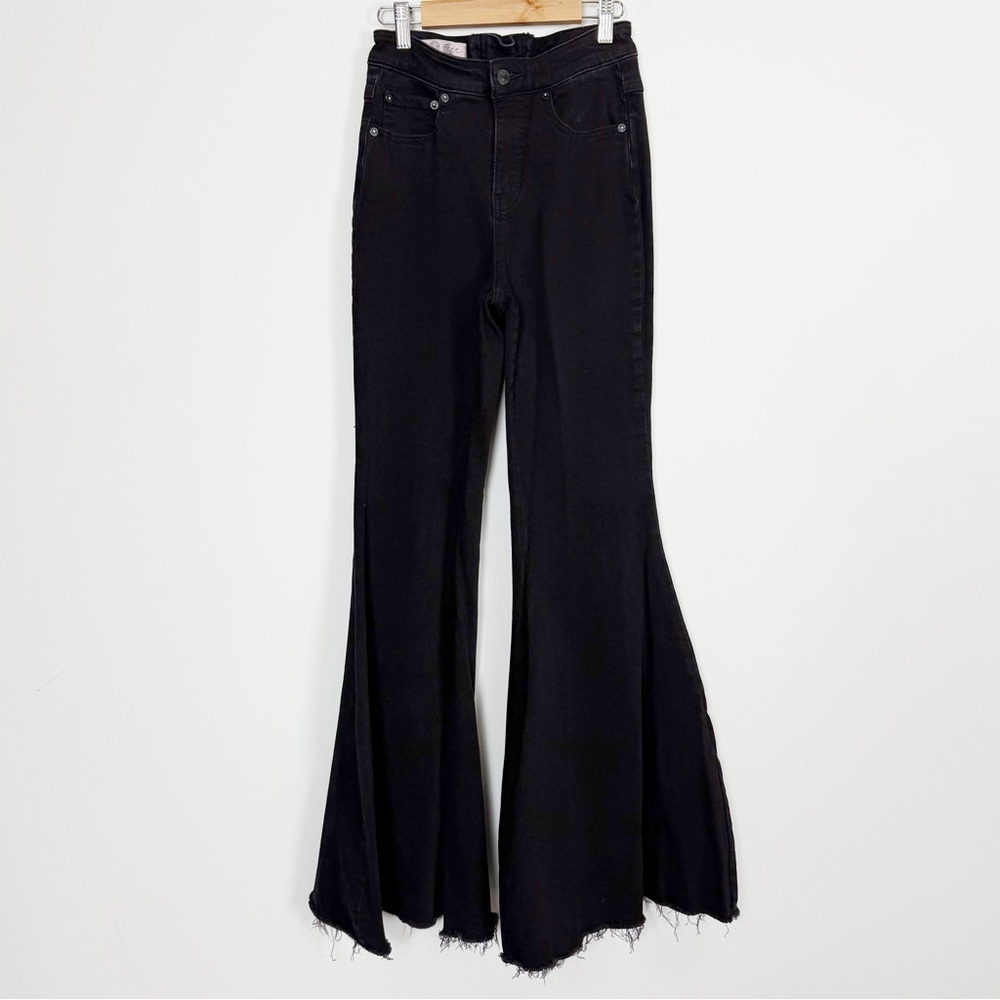 We the Free People Lace Up Flare CRVY Jeans Womens 25 Black Cotton Blend